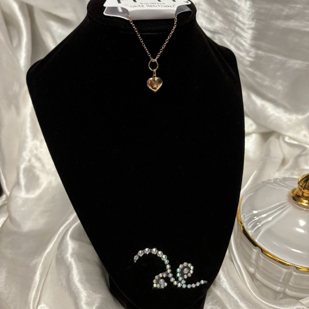White Heart Locket Necklace